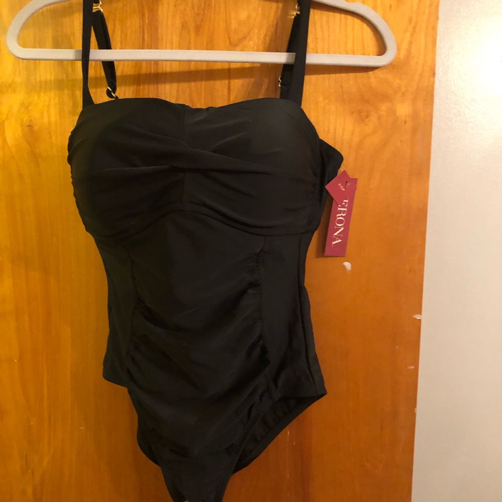 Black one piece bathing suit